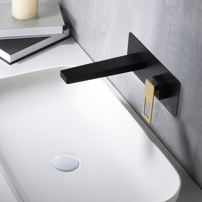 IMEX Miscelatore incasso lavabo monocomando in ottone e zama nero opaco con accenti oro lucido due parti indipendenti corpo incassato parete con scatola di registrazione - Modello SUECIA Imex-BDC032
