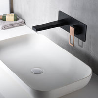 IMEX Miscelatore incasso lavabo monocomando in ottone e zama nero opaco con accenti oro rosa corpo incassato a parete con scatola di registrazione centralina integrata - modello Imex-BDC032-4NOR SUE