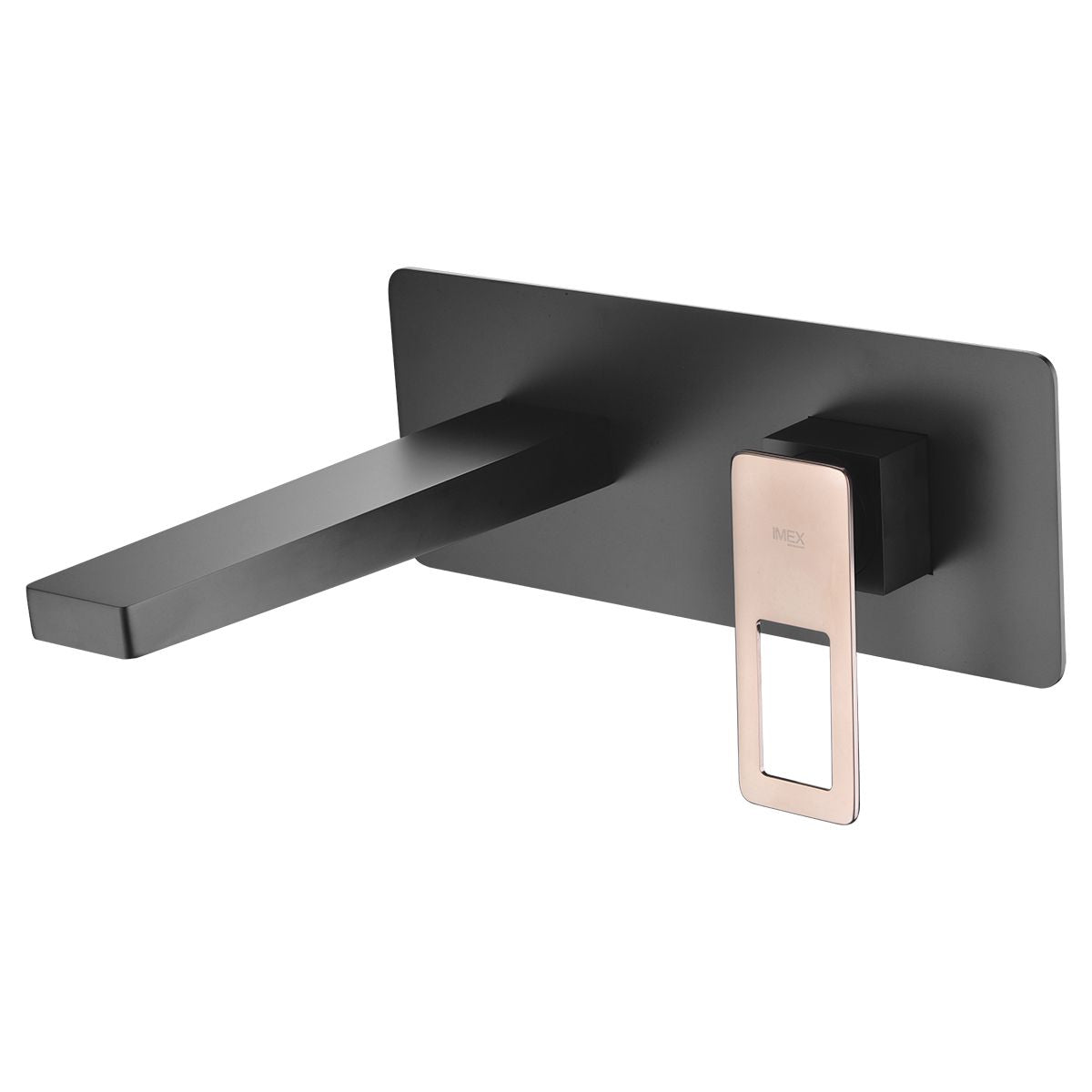 IMEX Miscelatore incasso lavabo monocomando in ottone e zama nero opaco con accenti oro rosa corpo incassato a parete con scatola di registrazione centralina integrata - modello Imex-BDC032-4NOR SUE