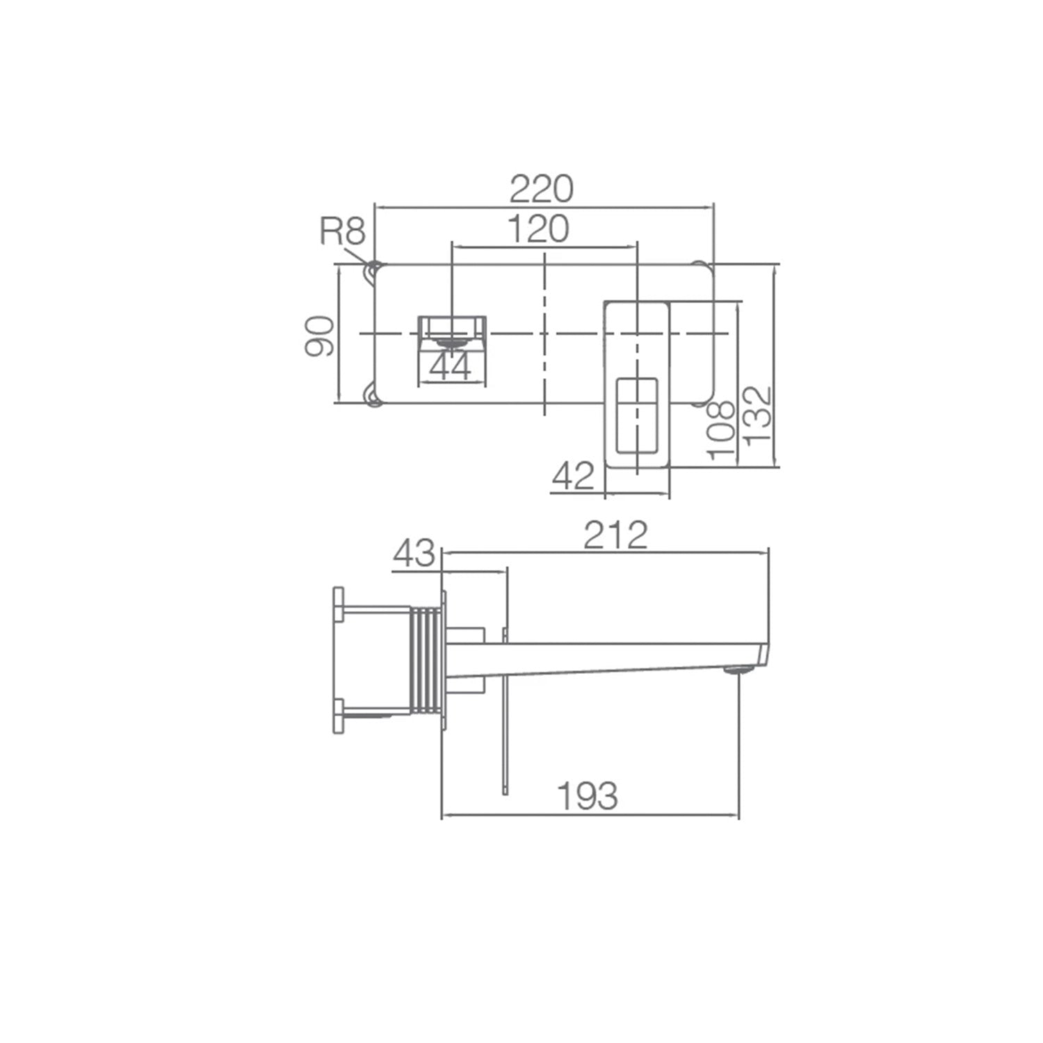 IMEX Miscelatore incasso lavabo monocomando cromato ottone-zama con scatola di registrazione corpo incassato parete mod Suecia Imex-BDC032-4
