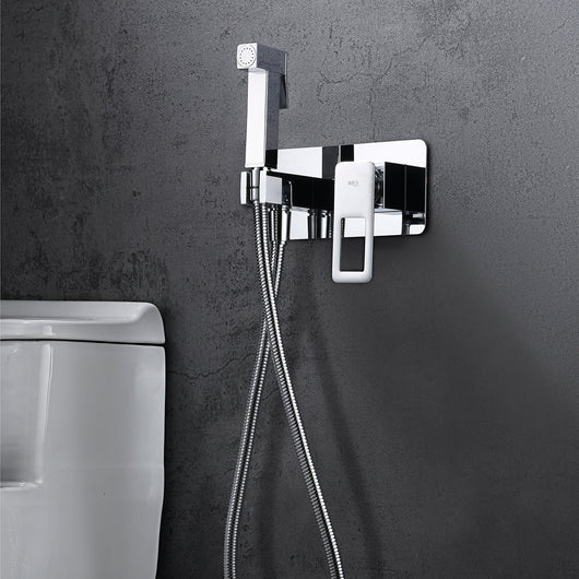 IMEX Miscelatore incasso bidet monocomando cromato in ottone e acciaio con doccetta una posizione e tubo flessibile rinforzato modello Imex-BDC032-5 Suecia