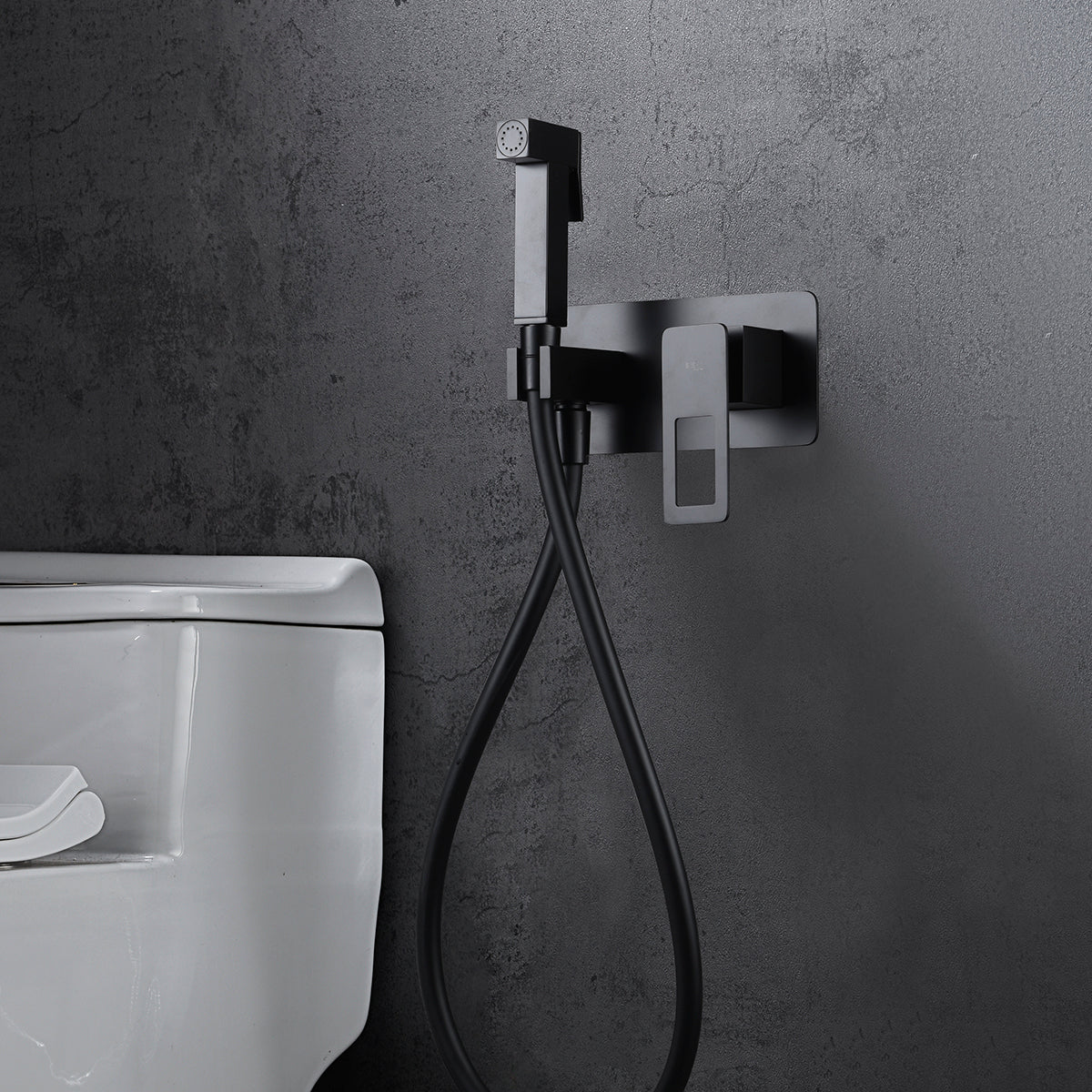 IMEX Miscelatore incasso bidet monocomando nero opaco in ottone e acciaio con doccetta 1 posizione e tubo flessibile PVC modello SUECIA Imex-BDC032-5NG