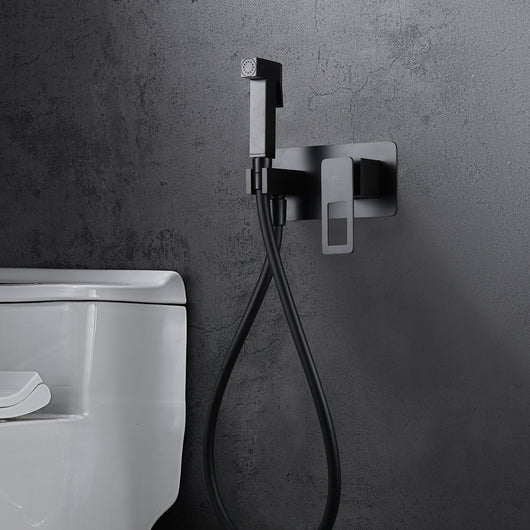 IMEX Miscelatore incasso bidet monocomando nero opaco in ottone e acciaio con doccetta 1 posizione e tubo flessibile PVC modello SUECIA Imex-BDC032-5NG