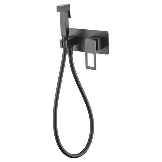 IMEX Miscelatore incasso bidet monocomando nero opaco in ottone e acciaio con doccetta 1 posizione e tubo flessibile PVC modello SUECIA Imex-BDC032-5NG