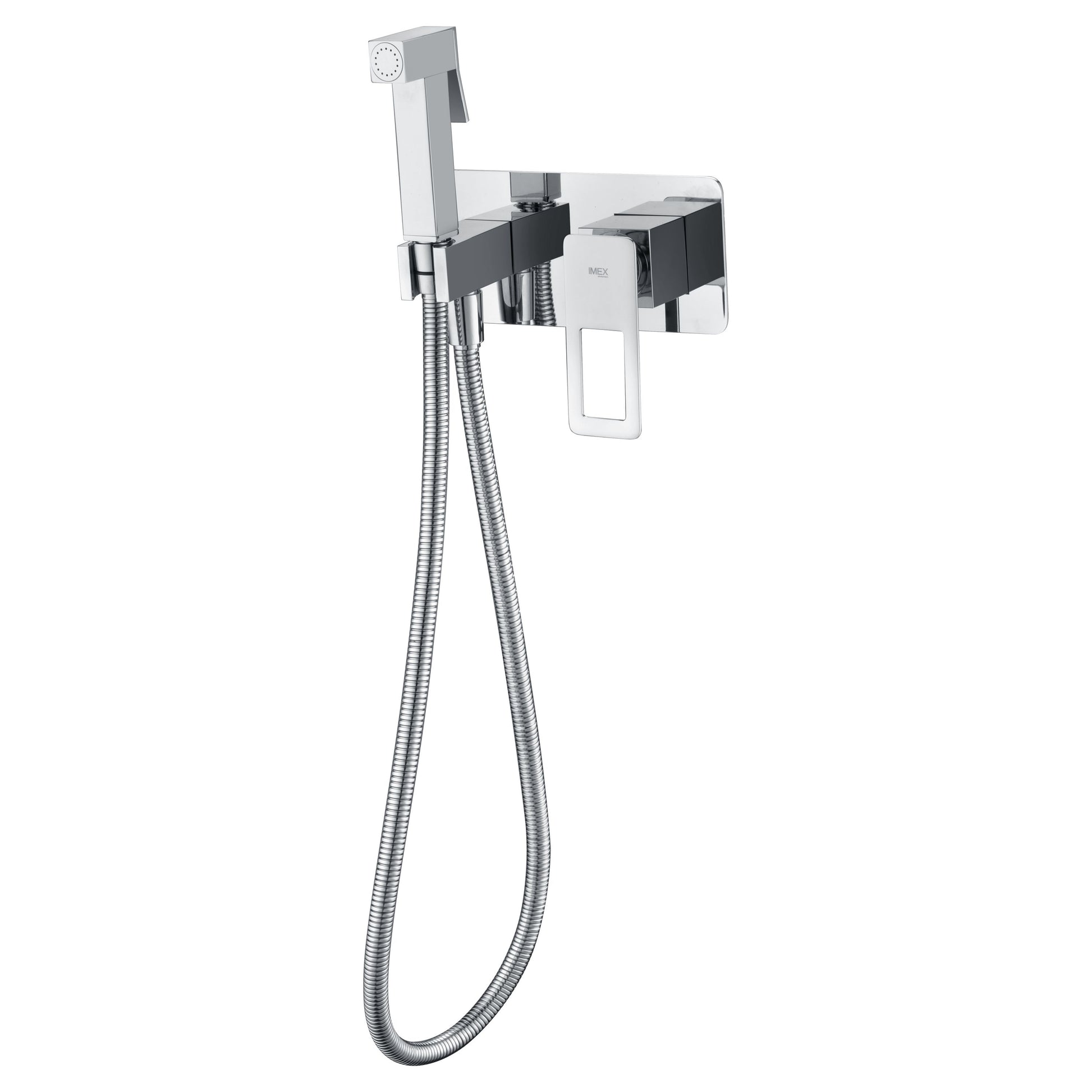 IMEX Miscelatore incasso bidet monocomando cromato in ottone e acciaio con doccetta una posizione e tubo flessibile rinforzato modello Imex-BDC032-5 Suecia
