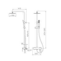 IMEX Colonna doccia miscelatore nero-oro rosa in acciaio inox S304 e ottone asta estensibile soffione extra piatto 20x20 cm anticalcare supporto regolabile cartuccia ceramica Ø35 mm flessibile 1