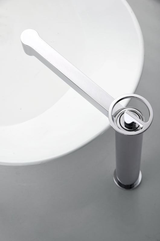 IMEX Miscelatore monocomando alto per lavabo in ottone cromato cartuccia ceramica Ø26 mm set 2 flessibili 3-8 inclusi altezza 272 mm canna 180 mm modello BDC033-3