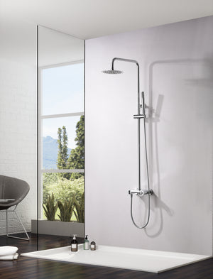 IMEX Set doccia monocomando Olimpo cromato in acciaio inox S304 e ottone soffione anticalcare Ø20 cm extra piatto asta estensibile cartuccia ceramica Ø35 mm tubo flessibile 15 m finitura cromo