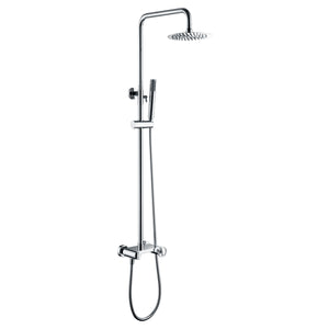 IMEX Set doccia monocomando Olimpo cromato in acciaio inox S304 e ottone soffione anticalcare Ø20 cm extra piatto asta estensibile cartuccia ceramica Ø35 mm tubo flessibile 15 m finitura cromo