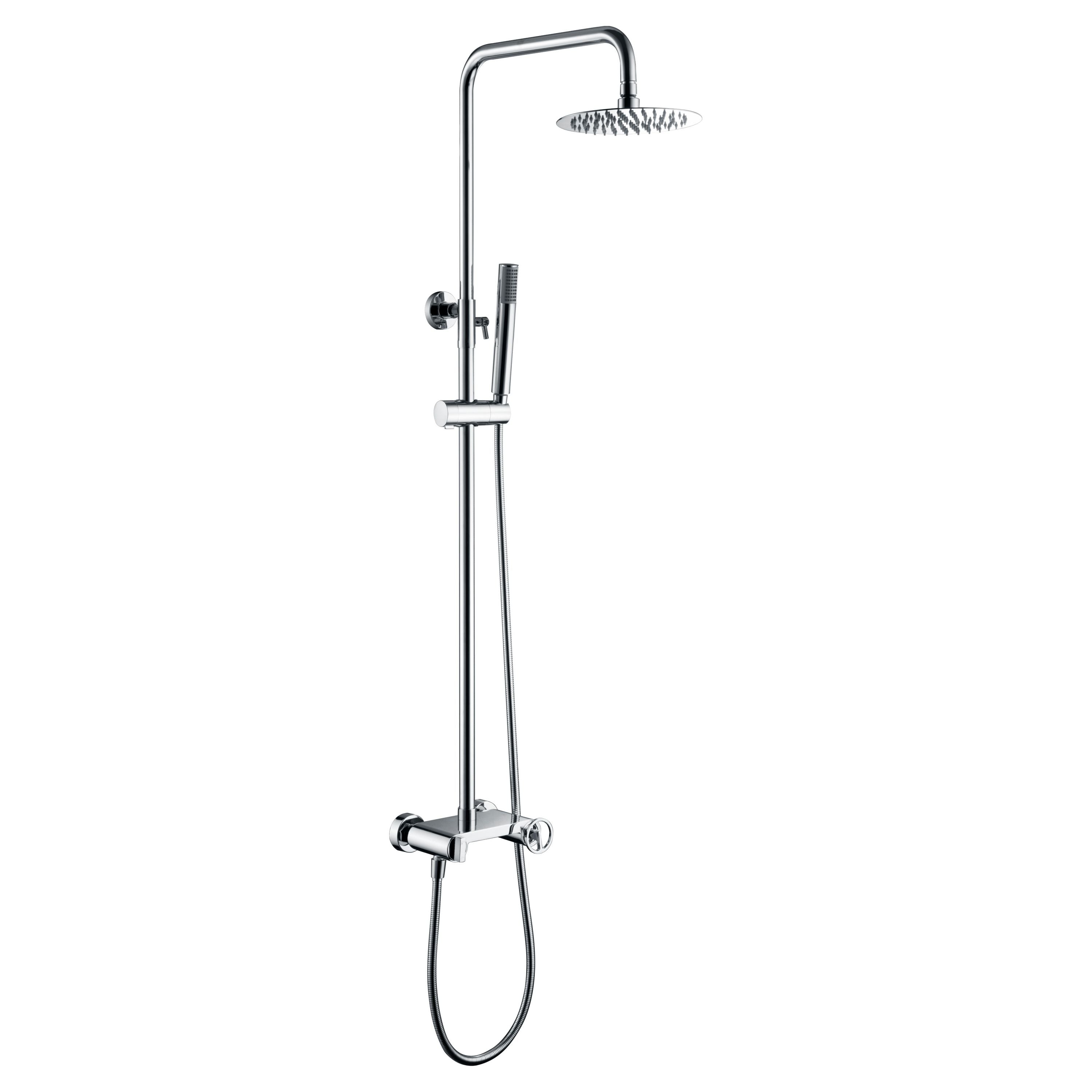 IMEX Set doccia monocomando Olimpo cromato in acciaio inox S304 e ottone soffione anticalcare Ø20 cm extra piatto asta estensibile cartuccia ceramica Ø35 mm tubo flessibile 15 m finitura cromo