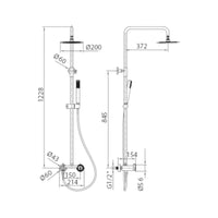 IMEX Set doccia monocomando Olimpo cromato in acciaio inox S304 e ottone soffione anticalcare Ø20 cm extra piatto asta estensibile cartuccia ceramica Ø35 mm tubo flessibile 15 m finitura cromo