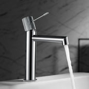 IMEX Miscelatore lavabo monocomando cromato in ottone e zama con cartuccia ceramica Ø26 mm TOP set 2 flessibili 3-8 inclusi altezza 200 mm canna 150 mm modello BDD038-1