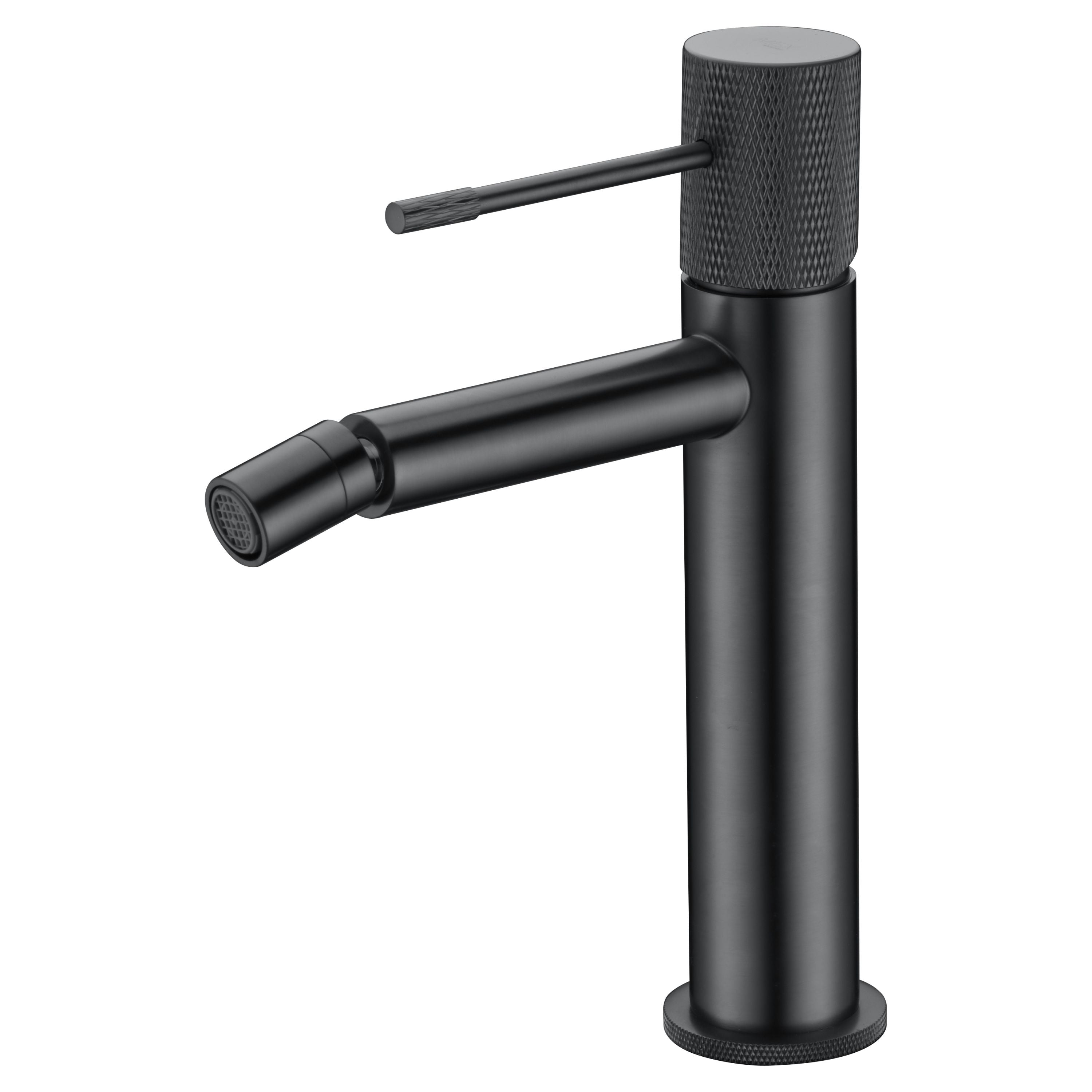 IMEX Miscelatore bidet monocomando in ottone finitura Black Gun Metal con cartuccia ceramica Ø26 mm TOP 2 flessibili 3-8 inclusi altezza 200 mm canna 130 mm – Modello BDD038-2BGM