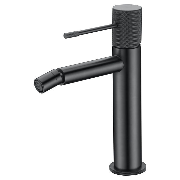 IMEX Miscelatore bidet monocomando in ottone finitura Black Gun Metal con cartuccia ceramica Ø26 mm TOP 2 flessibili 3-8 inclusi altezza 200 mm canna 130 mm – Modello BDD038-2BGM