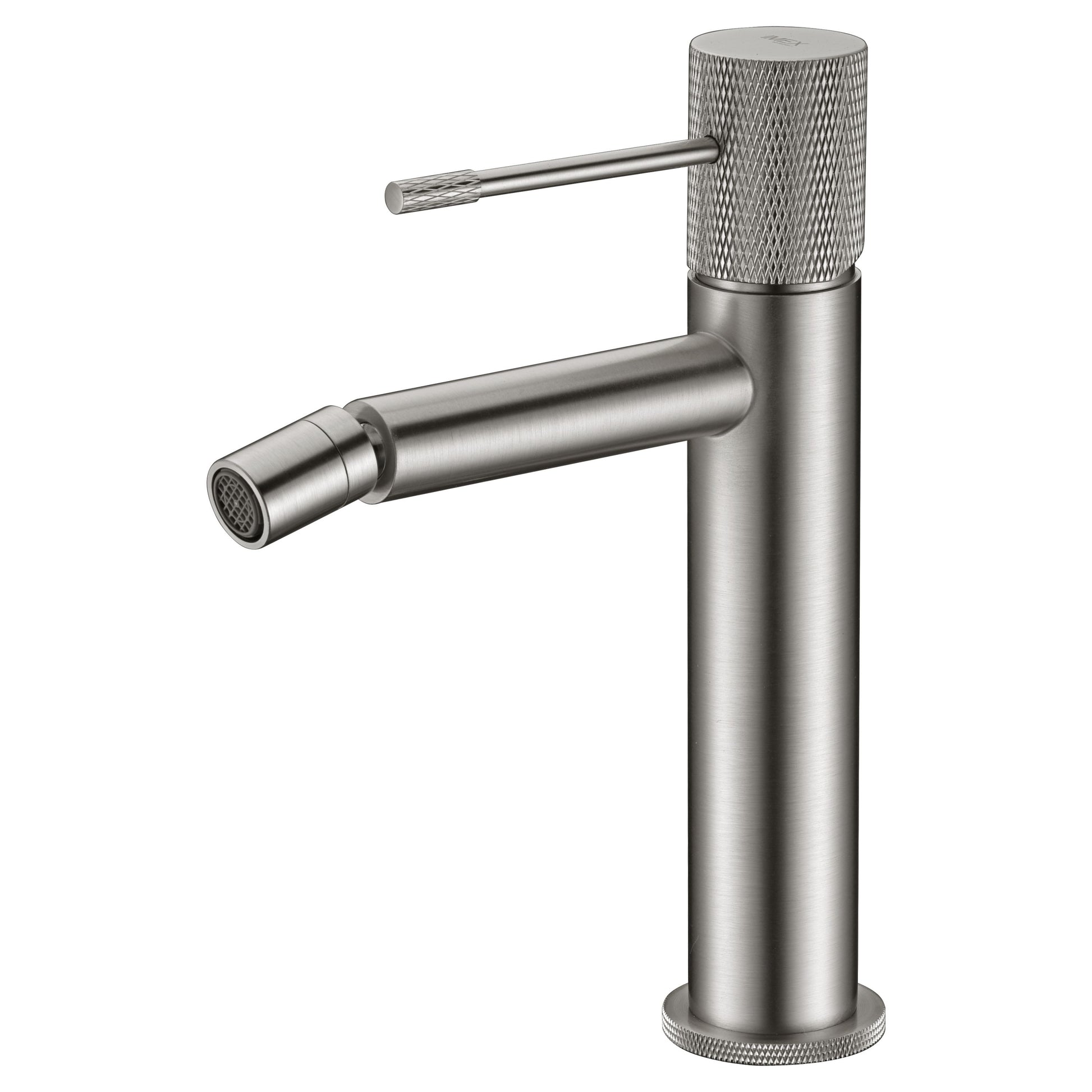 IMEX Miscelatore bidet monocomando ottone finitura nichel spazzolato cartuccia ceramica Ø26 mm 2 flessibili 3-8 inclusi altezza 200 mm canna 130 mm modello BDD038-2NQ