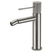 IMEX Miscelatore bidet monocomando ottone finitura nichel spazzolato cartuccia ceramica Ø26 mm 2 flessibili 3-8 inclusi altezza 200 mm canna 130 mm modello BDD038-2NQ