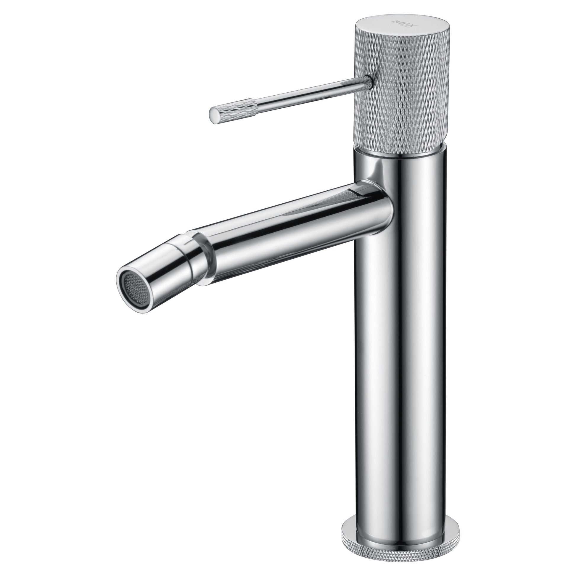 IMEX Miscelatore bidet monocomando in ottone cromato con cartuccia ceramica Ø26 mm e set 2 flessibili 3-8 inclusi altezza 200 mm canna 130 mm modello BDD038-2 Line