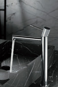 IMEX Miscelatore lavabo alto in ottone cromato con cartuccia ceramica Ø26 mm TOP e set 2 flessibili 3-8 inclusi altezza 322 mm canna 173 mm modello BDD038-3