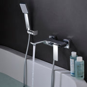 IMEX Miscelatore per vasca e doccia in ottone cromato con supporto doccetta in ABS doccetta rotonda tubo flessibile acciaio 180 cm cartuccia ceramica Ø25 mm - Modello Imex-BDF016-4 Fiyi