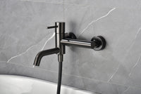 IMEX Miscelatore vasca-doccia nero canna di fucile in ottone con tubo flessibile PVC 180 cm supporto doccia ABS maniglia rotonda cartuccia ceramica Ø35 mm finitura PVD black gun metal - Modello Im