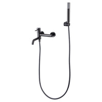 IMEX Miscelatore vasca-doccia nero canna di fucile in ottone con tubo flessibile PVC 180 cm supporto doccia ABS maniglia rotonda cartuccia ceramica Ø35 mm finitura PVD black gun metal - Modello Im