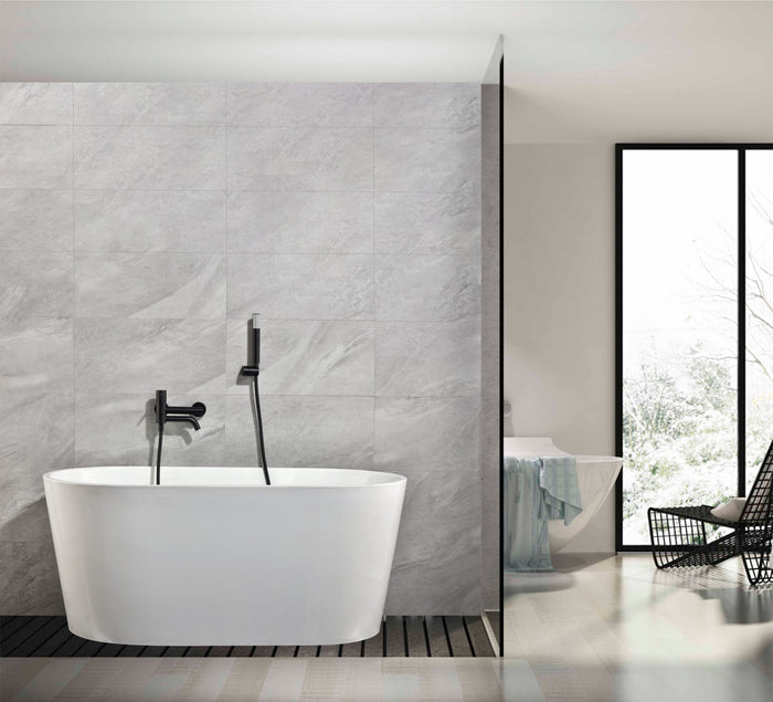 IMEX Miscelatore vasca-doccia nero opaco in ottone e zama con tubo flessibile PVC 180 cm supporto doccia ABS maniglia rotonda cartuccia ceramica Ø35 mm Serie Monza Imex-BDM039-4NG