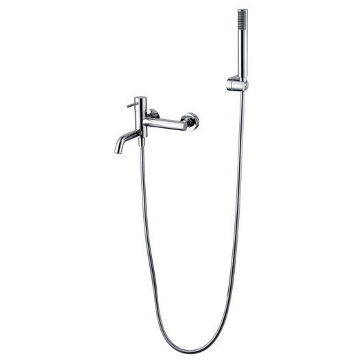 IMEX Miscelatore vasca-doccia cromato in ottone e zama con tubo flessibile PVC 180 cm supporto doccia ABS maniglia rotonda e cartuccia ceramica Ø35 mm – Modello Imex-BDM039-4 Monza