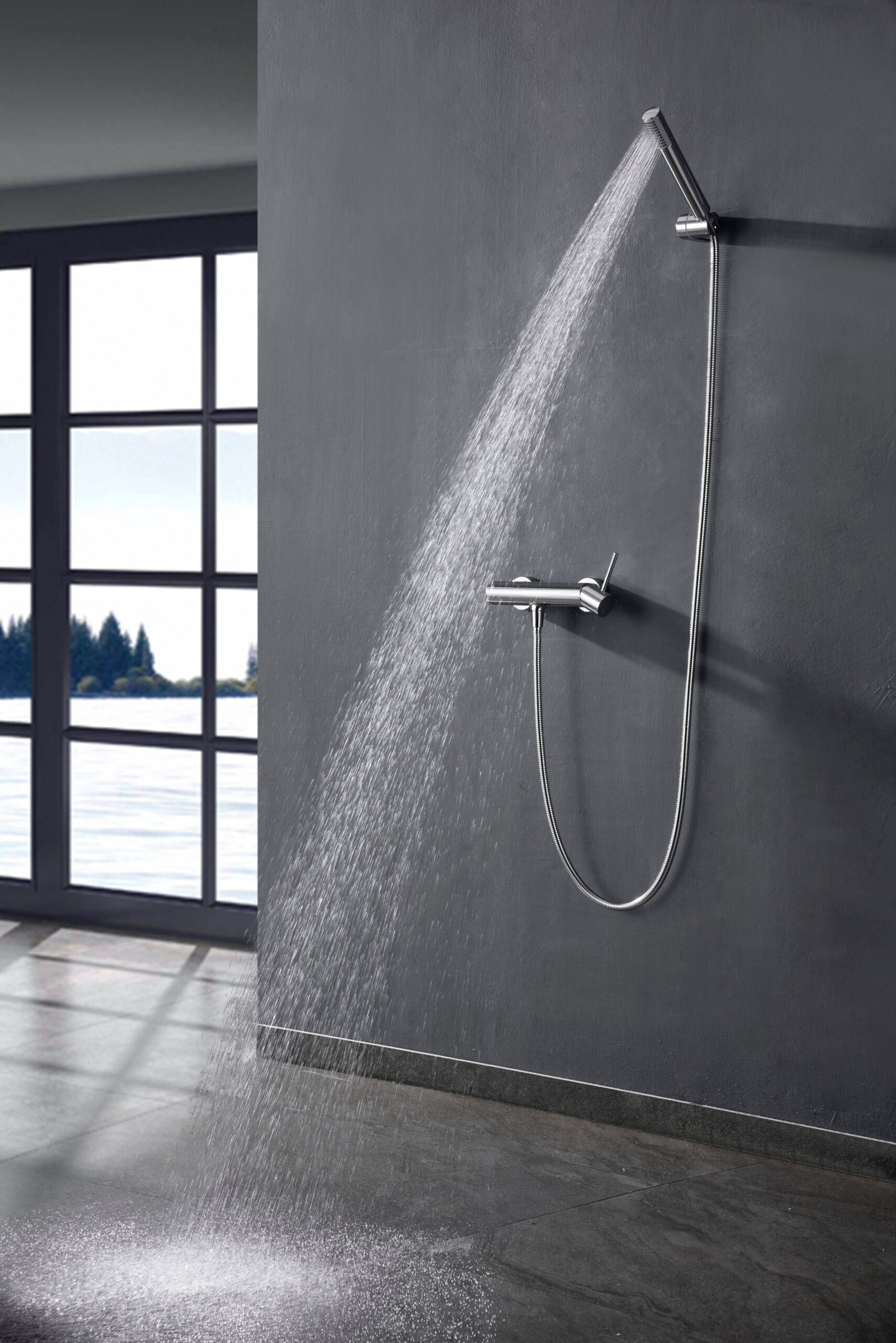 IMEX Miscelatore doccia Monza in ottone e zama cromato con corpo rubinetto in ottone tubo flessibile PVC 180 cm supporto ABS doccetta rotonda cartuccia ceramica Ø35 mm – modello Imex-BDM039-5