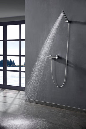 IMEX Miscelatore doccia Monza in ottone e zama cromato con corpo rubinetto in ottone tubo flessibile PVC 180 cm supporto ABS doccetta rotonda cartuccia ceramica Ø35 mm – modello Imex-BDM039-5