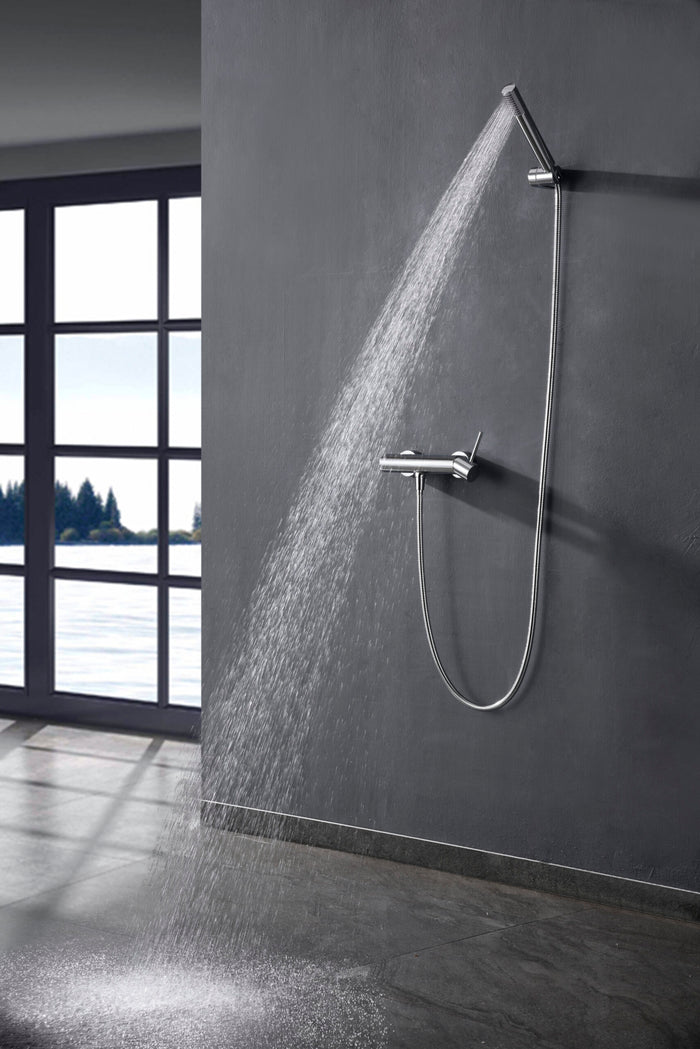 IMEX Miscelatore doccia Monza in ottone e zama cromato con corpo rubinetto in ottone tubo flessibile PVC 180 cm supporto ABS doccetta rotonda cartuccia ceramica Ø35 mm – modello Imex-BDM039-5