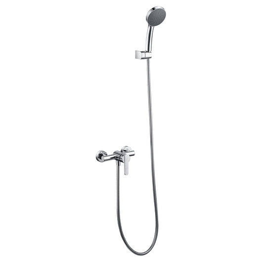 IMEX Miscelatore doccia Roma cromato in ottone e zama tubo flessibile metallo 180 cm supporto doccia ABS doccetta rotonda cartuccia ceramica Ø35 mm finitura cromo moderna - Imex-BDR001-5