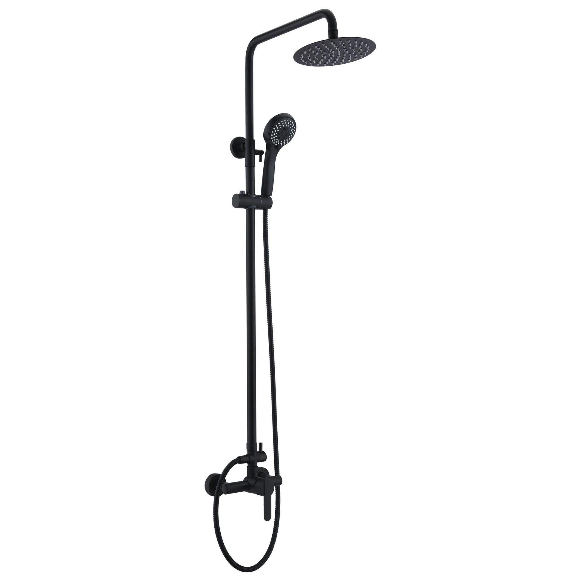 IMEX Set doccia monocomando Roma nero opaco in acciaio e ottone con asta estensibile soffione extrapiatto Ø20 anticalcare cartuccia ceramica Ø35 mm tubo e maniglia inclusi - Modello Imex-BDR001-NG