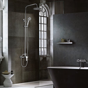 Imex Colonna Doccia Parete Miscelatore Acciaio e Ottone Finitura Cromata Soffione Extrapiatto Ø20 Cartuccia Ceramica Ø35mm Asta Doccia Estensibile Tubo e Maniglia Inclusi - Modello Roma Imex-BDR00