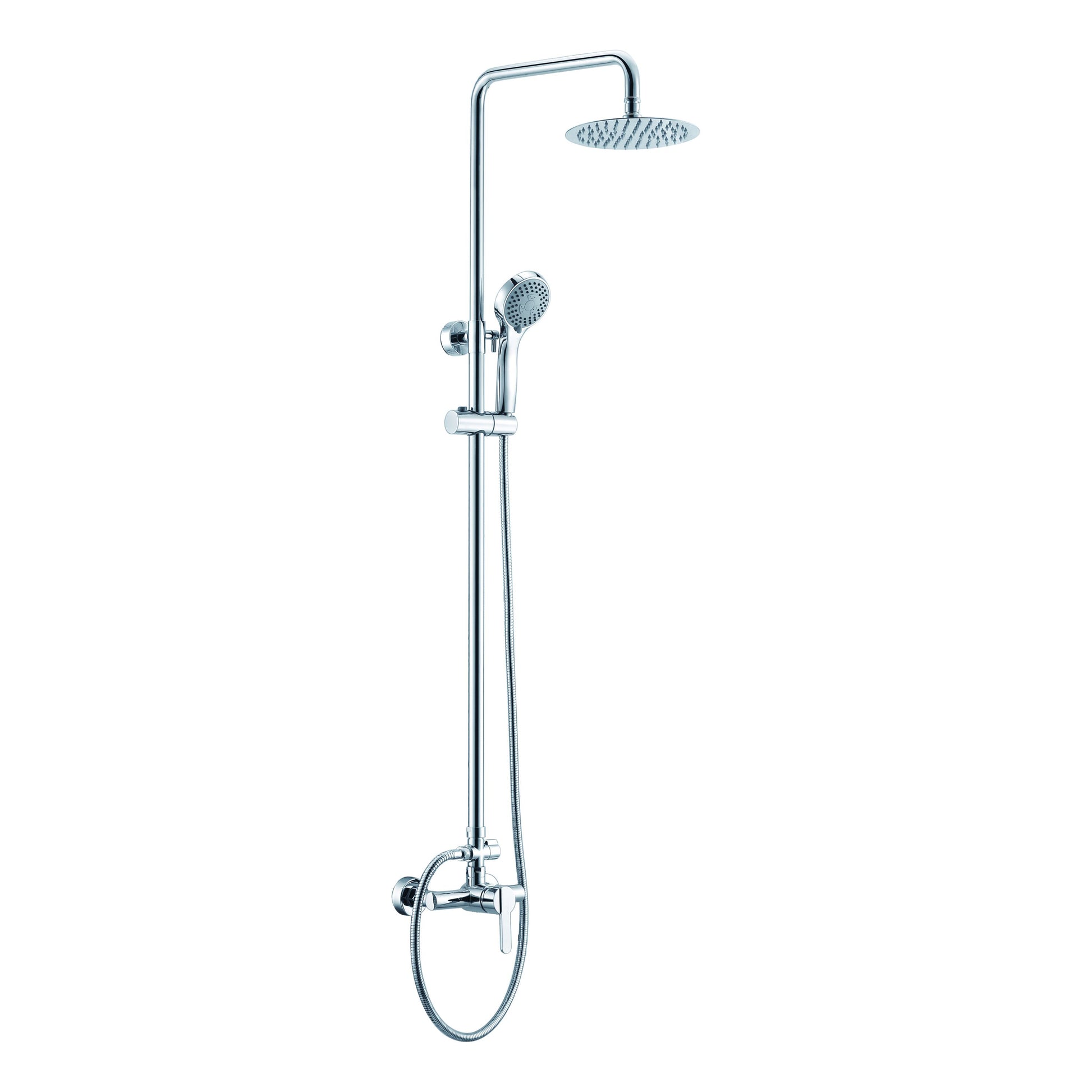 Imex Colonna Doccia Parete Miscelatore Acciaio e Ottone Finitura Cromata Soffione Extrapiatto Ø20 Cartuccia Ceramica Ø35mm Asta Doccia Estensibile Tubo e Maniglia Inclusi - Modello Roma Imex-BDR00