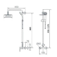 Imex Colonna Doccia Parete Miscelatore Acciaio e Ottone Finitura Cromata Soffione Extrapiatto Ø20 Cartuccia Ceramica Ø35mm Asta Doccia Estensibile Tubo e Maniglia Inclusi - Modello Roma Imex-BDR00