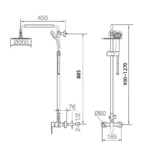 Imex Colonna Doccia Parete Miscelatore Acciaio e Ottone Finitura Cromata Soffione Extrapiatto Ø20 Cartuccia Ceramica Ø35mm Asta Doccia Estensibile Tubo e Maniglia Inclusi - Modello Roma Imex-BDR00