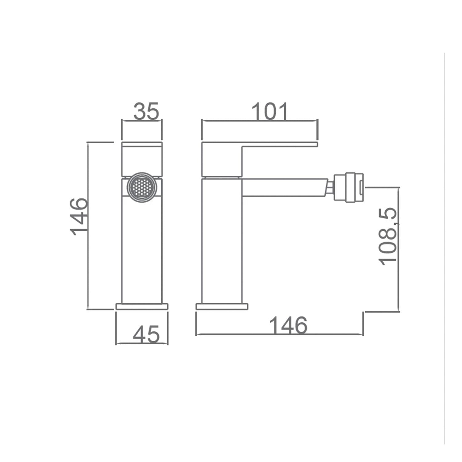 IMEX Miscelatore bidet monocomando Valencia cromato in ottone e zama con cartuccia ceramica Ø25mm e tubi flessibili 3/8 modello Imex-BDV003-2