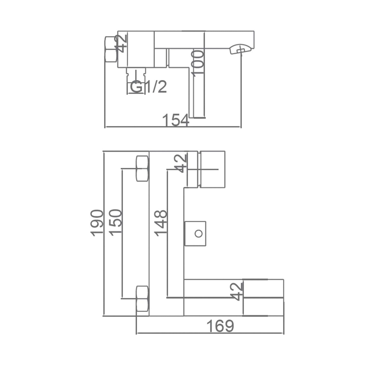 IMEX Miscelatore vasca-doccia cromato in ottone e zama con cartuccia ceramica Ø35 mm, tubo flessibile metallico estensibile 180 cm, soffione quadrato e portamanopola in ABS, modello Imex-BDV003-4 Vale