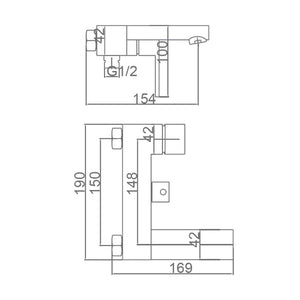 IMEX Miscelatore vasca-doccia cromato in ottone e zama con cartuccia ceramica Ø35 mm, tubo flessibile metallico estensibile 180 cm, soffione quadrato e portamanopola in ABS, modello Imex-BDV003-4 Vale