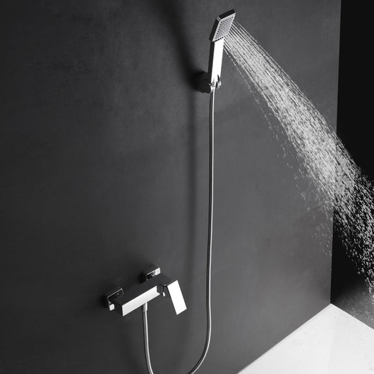 IMEX Miscelatore doccia Valencia cromato in ottone e zama con cartuccia ceramica Ø35mm, tubo flessibile metallo 180 cm, supporto ABS, maniglia tonda modello Imex-BDV003-5