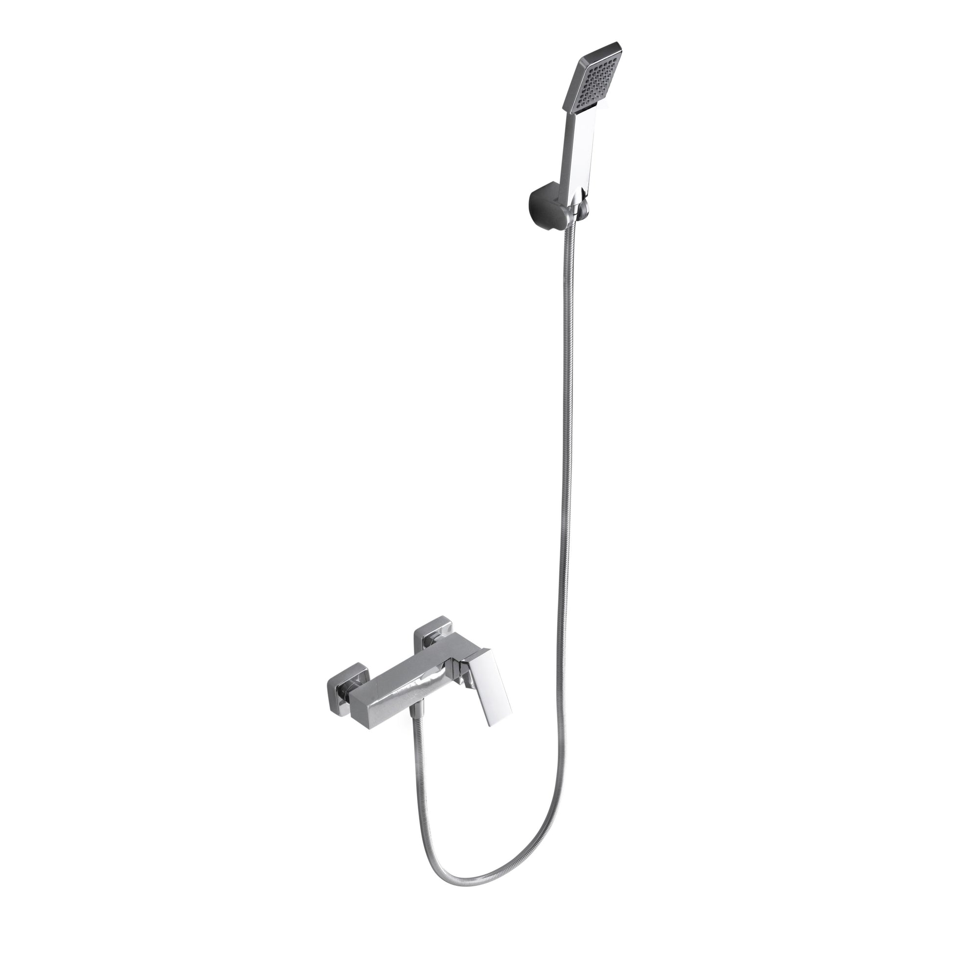 IMEX Miscelatore doccia Valencia cromato in ottone e zama con cartuccia ceramica Ø35mm, tubo flessibile metallo 180 cm, supporto ABS, maniglia tonda modello Imex-BDV003-5