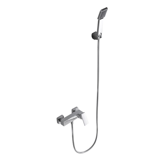 IMEX Miscelatore doccia Valencia cromato in ottone e zama con cartuccia ceramica Ø35mm, tubo flessibile metallo 180 cm, supporto ABS, maniglia tonda modello Imex-BDV003-5