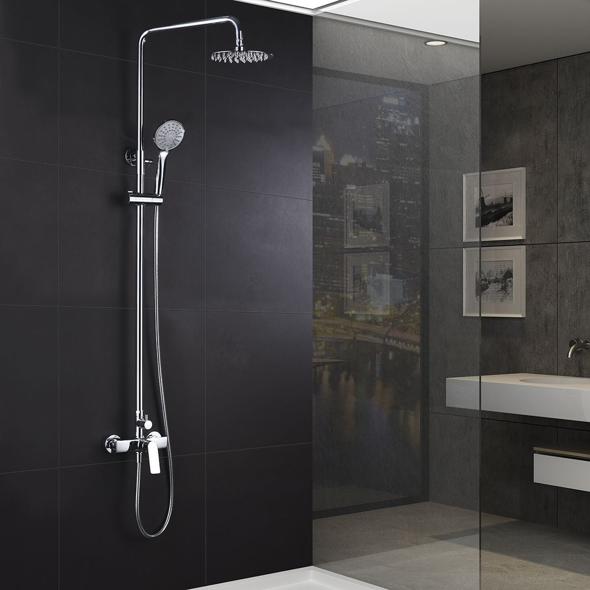 IMEX Miscelatore lavabo monocomando serie Luxor in ottone e zama con finitura cromata, cartuccia ceramica Ø25mm, tubi flessibili 3/8, modello Imex-BDX023-1