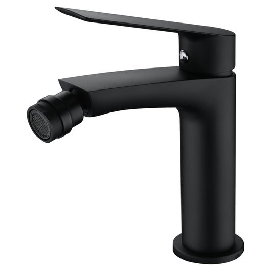 IMEX Miscelatore monocomando per bidet serie Luxor corpo in ottone nero opaco cartuccia ceramica Ø25mm flessibili 3/8 modello Imex-BDX023-2NG