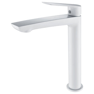 IMEX Miscelatore lavabo alto in ottone e zama bianco opaco, cartuccia ceramica Ø25mm, flessibili 3/8 inclusi, serie Luxor Modello Imex-BDX023-3BL