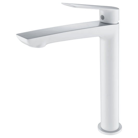 IMEX Miscelatore lavabo alto in ottone e zama bianco opaco, cartuccia ceramica Ø25mm, flessibili 3/8 inclusi, serie Luxor Modello Imex-BDX023-3BL