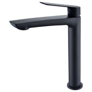 IMEX Miscelatore monocomando lavabo alto in ottone e zama finitura nero opaco con cartuccia ceramica Ø25mm e tubi flessibili inclusi Serie Luxor Imex-BDX023-3NG