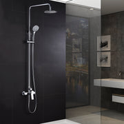 IMEX Colonna doccia miscelatore cromata in acciaio e ottone con asta estensibile inox 95-133 cm, soffione extrapiatto Ø20 cm anticalcare, cartuccia ceramica 25 mm, maniglia a 3 posizioni, flessibile 1