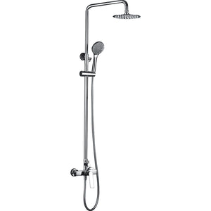 IMEX Colonna doccia miscelatore cromata in acciaio e ottone con asta estensibile inox 95-133 cm, soffione extrapiatto Ø20 cm anticalcare, cartuccia ceramica 25 mm, maniglia a 3 posizioni, flessibile 1