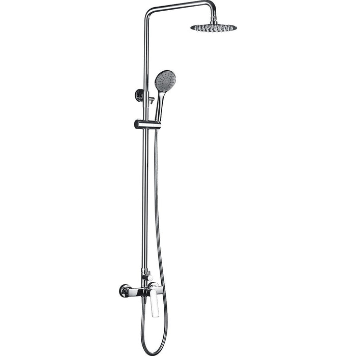 IMEX Colonna doccia miscelatore cromata in acciaio e ottone con asta estensibile inox 95-133 cm, soffione extrapiatto Ø20 cm anticalcare, cartuccia ceramica 25 mm, maniglia a 3 posizioni, flessibile 1